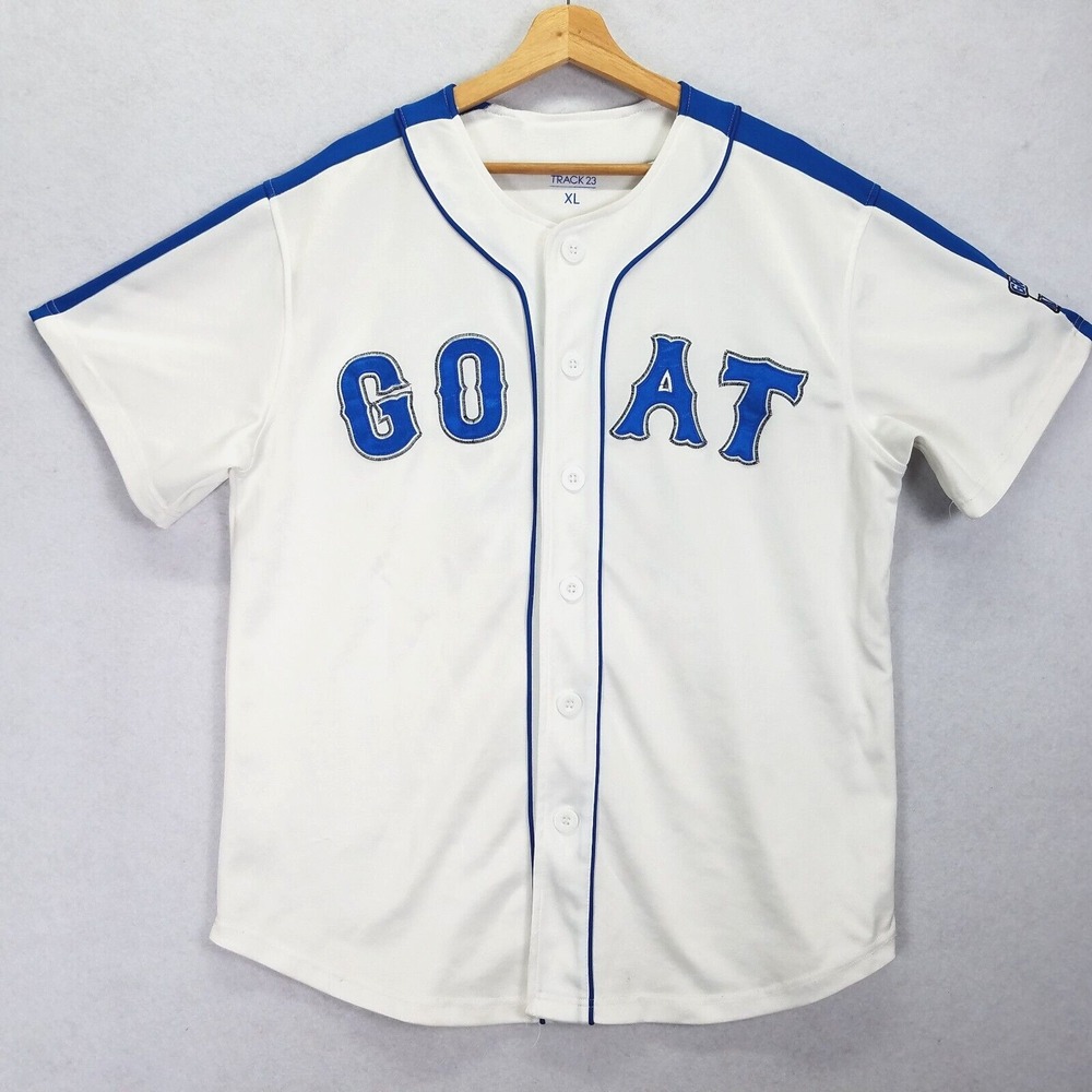 Track 23 Goat Greatest Baseball Jersey Men Size XL White and Blue
